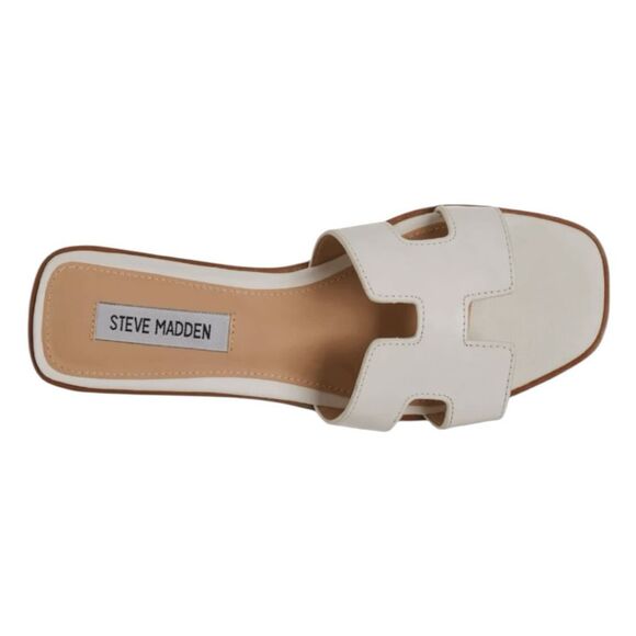 Steve Madden Hayden Sandals White Leather Flats 8.5 - Picture 4 of 9
